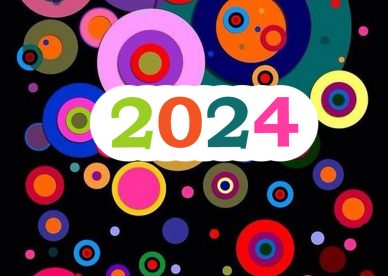 Happy New Year 2024 Colorful Circles Wallpapers Free Download