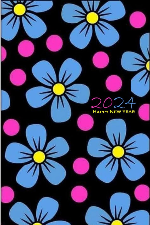 New Year Colorful Flowers Backgrounds 2024