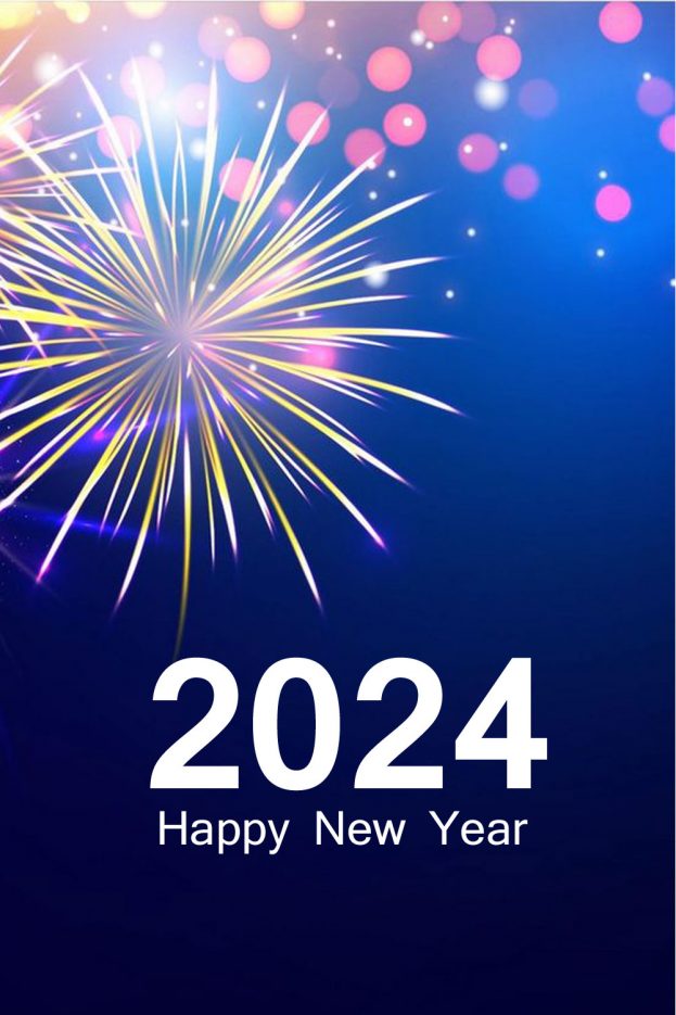 Happy New Year 2024 Explosive Fireworks
