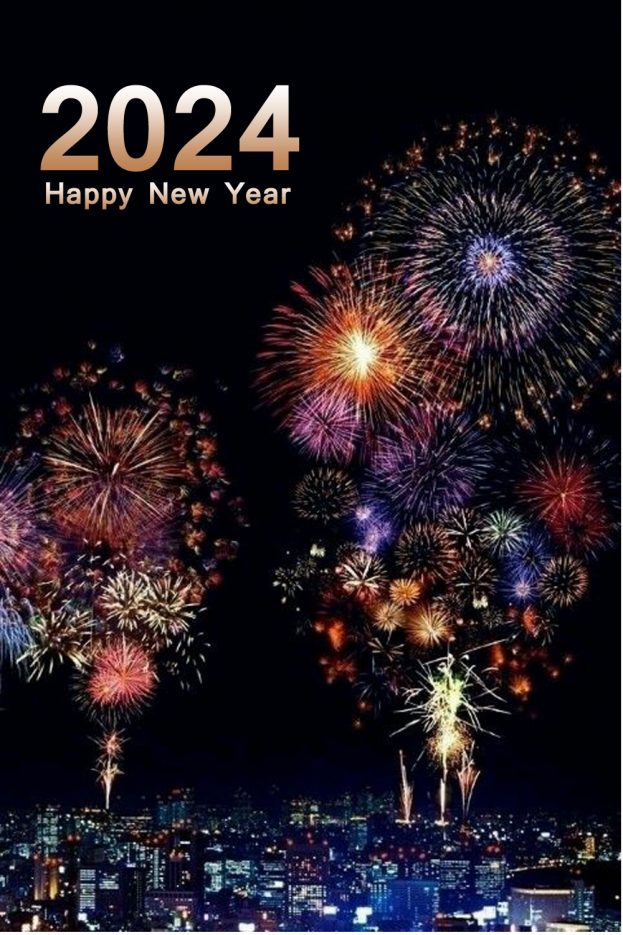 Happy New Year 2024 Fireworks Vivid Colors 2024