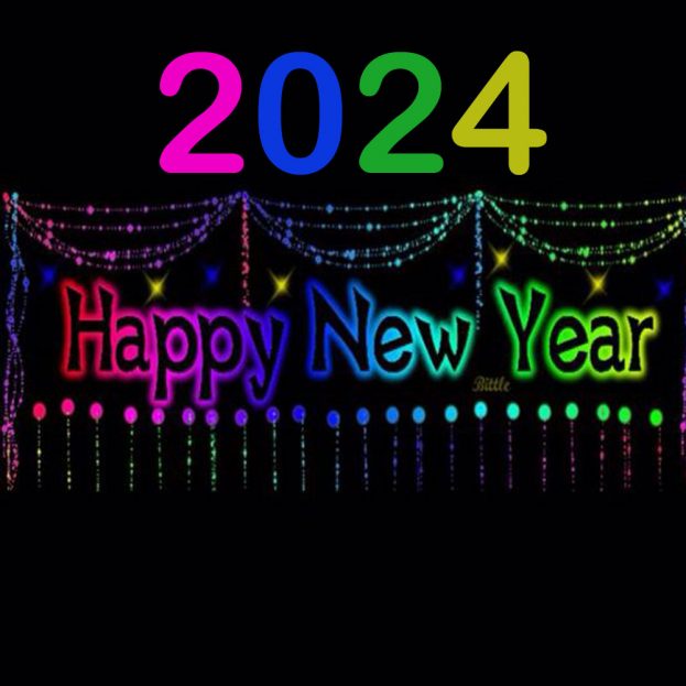 Happy New Year 2024 Neon Typography Backgrounds