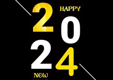 Number 2024 Happy New Year Yellow Letters
